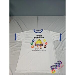 Anvil Men White‎ M&m Snickers Candy Bar Chocolate Ringer Shirt 2014 Sz Xl